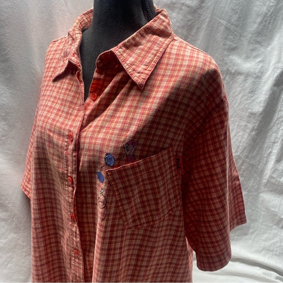 Vtg 90’s Disney POOH PIGLET Plaid Button Up Embroidered Shirt sz XXL - Picture 10 of 11